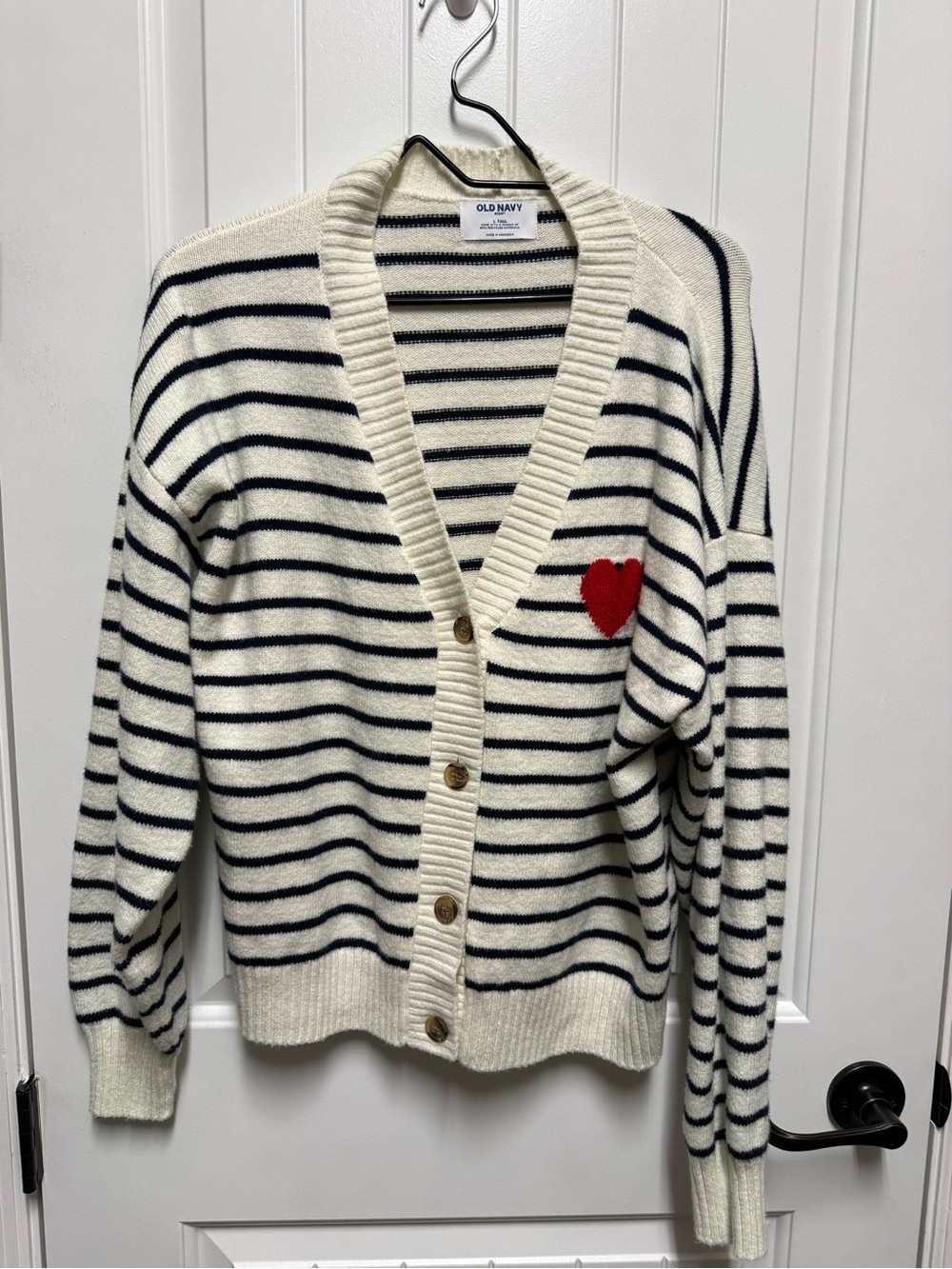 Old Navy Cream and Navy Striped Cardigan